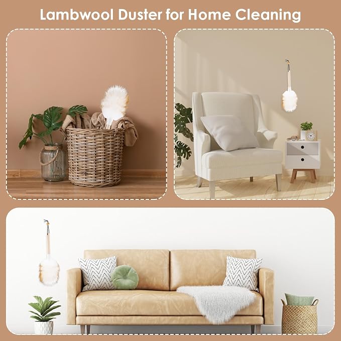 Lambswool Duster Solid Wooden Handle Lamb Wool Duster Feather Dusters - Image 6