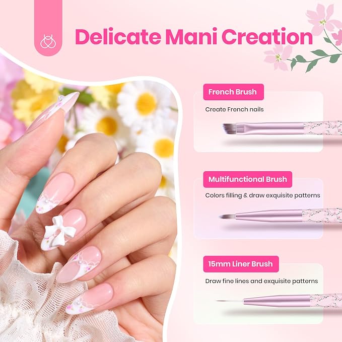 Beetles Gel Polish Nail Art Brushes Set 6 Pcs Nail Brush and 8 ml Pink Painting - Image 2