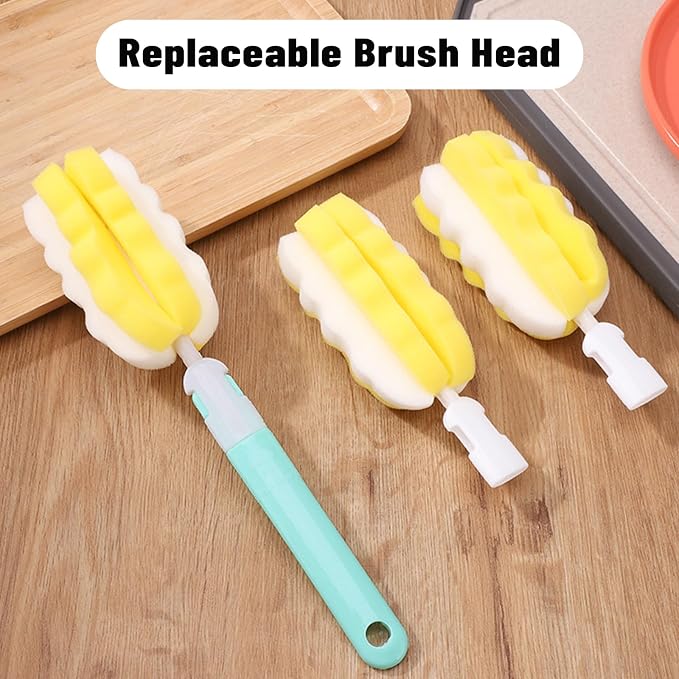 INVODA 4PCS Bottle Brush Long Handle Cup Cleaner Brush Sponge Bottle Scrubber - Image 6