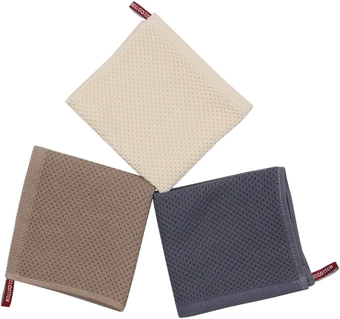 Mia'sDream Natural Cotton Tidy Dish Cloths Rags, Waffle Weave Kitchen Towels - Image 3