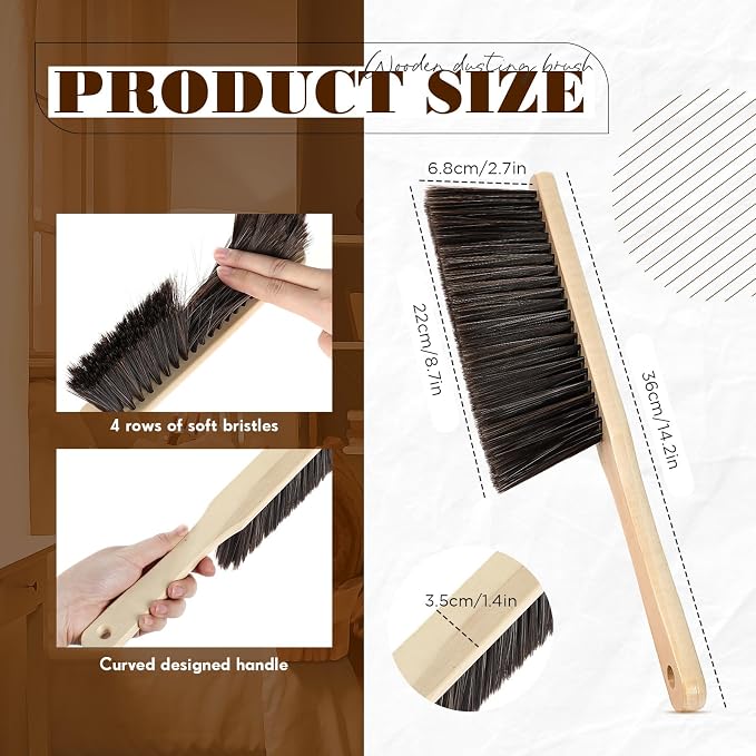 Tioncy 24 Pieces Wooden Dust Brush Bulk Hand Broom Bench Soft Bristle Cleaning - Image 2