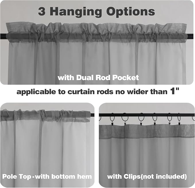 Chyhomenyc Sheer Window Curtain Panels 144 Inches Length 2 Pack, Long Elegant - Image 2