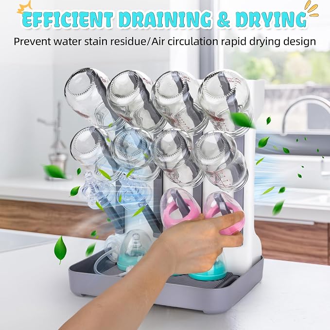 Baby Bottle Drying Rack: Space Saving Vertical Bottle Drying Holder - Image 3