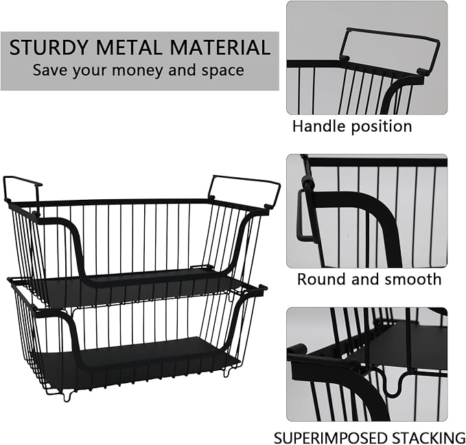 2 Pack Cleaning Supply Caddy and Trash Bag Holder Stand Set, Stackable Wire - Image 2