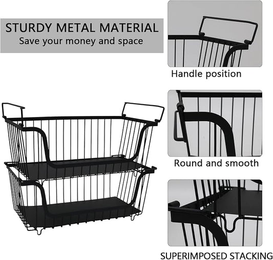 2 Pack Cleaning Supply Caddy and Trash Bag Holder Stand Set, Stackable Wire - Image 2