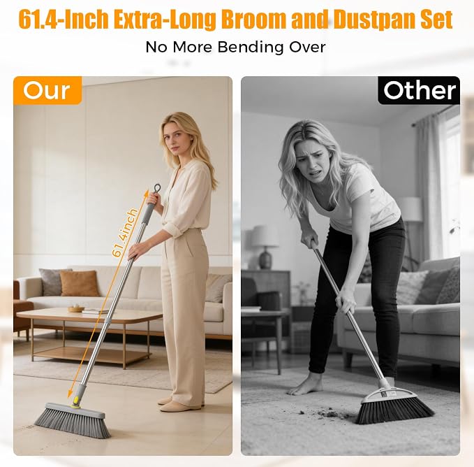 Upgrade Broom and Dustpan Set 180° Rotatable Head - Image 2