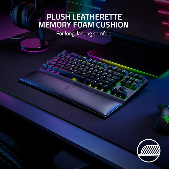 Razer Ergonomic Wrist Rest for Tenkeyless Keyboards: Plush Leatherette Memory - Image 2