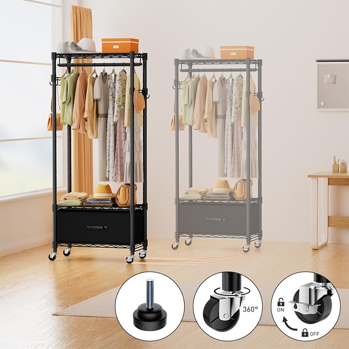 Clothes Rack, Clothing Rack for Hanging Clothes, 3 Tiers Adjustable Closet - Image 5