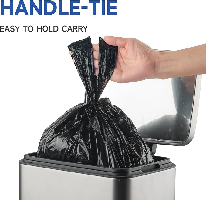Small Trash Bags with Handles 2.6 Gallon 50 Count Black - Image 5