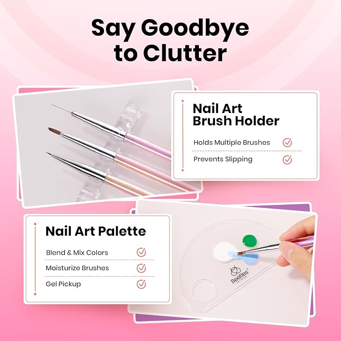 Beetles Nail Art Brushes Set for Gel Polish 3 Pcs Nail Art Design Pen and One - Image 6