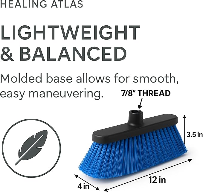Aria Blue Broom Head – 13” Sweeping Surface – Heavy-Duty Soft Bristles - Image 2