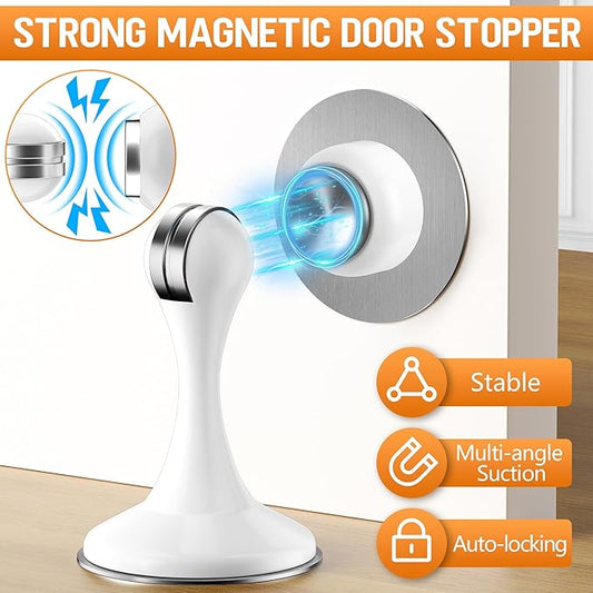 Crosize Magnetic Door Stoppers 6 Pack, Stainless Steel Door Catch - Image 2