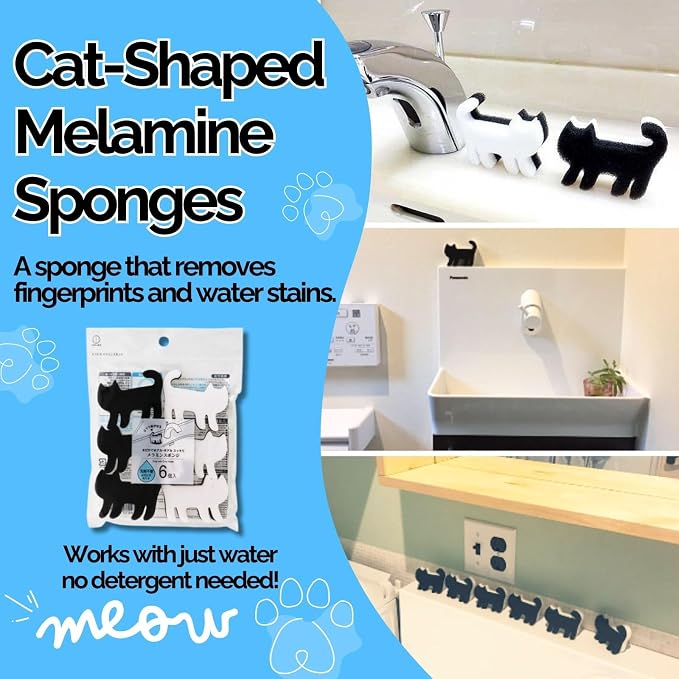 Cute Kawaii Cat-Shaped Sink Sponge, Cleaning Eraser, Melamine Kitchen Sponge - Image 5