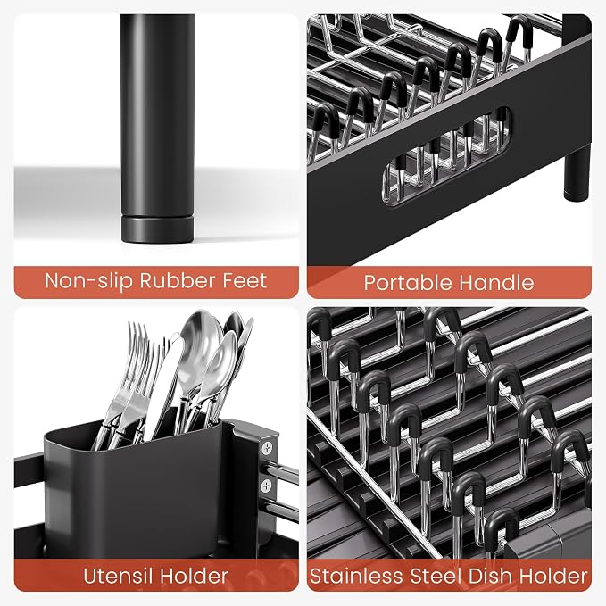 Dish Drying Rack for Kitchen Counter, Extendable Dish Rack - Image 6