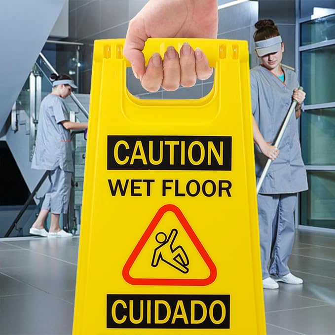 Caution Wet Floor Sign, Bilingual Foldable Safety Sign - Image 6