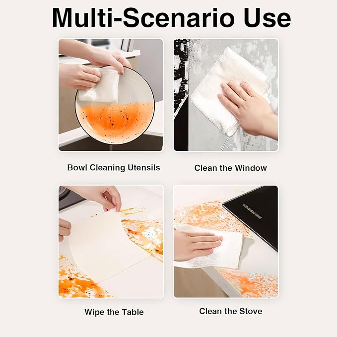 Bamboo Fiber Dish Cloths for Kitchen, Reusable Dish Towels, Double Layered - Image 5