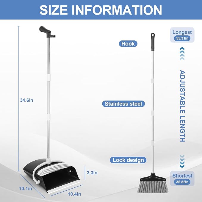 Broom and Dustpan Set Lightweight Lobby Broom and Dust Pan Combo - Image 2