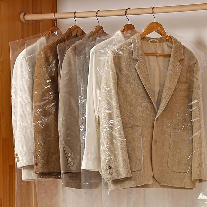 AVLA 50 Pack Plastic Garment Bags, Transparent Hung Clothes Dust Cover - Image 6