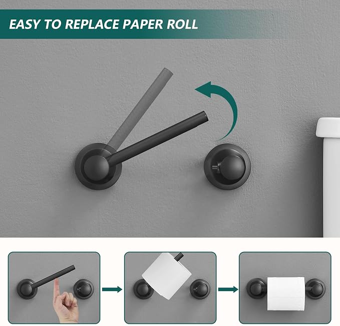 Hoimpro Wall Mounted Rustproof Toilet Tissue Paper Holder Bathroom Accessories - Image 3