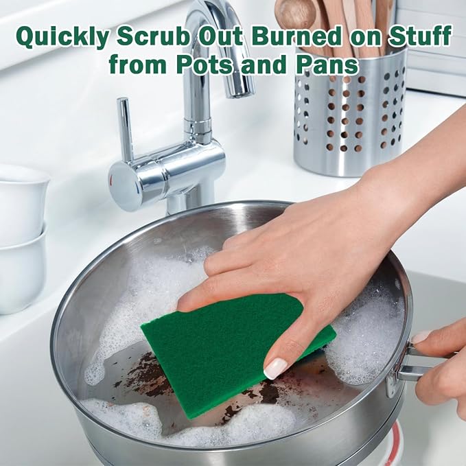 YoleShy 40 Pcs Scouring Pad, Dish Scrubber Scouring Pads, 4 x 6 inch Green - Image 3