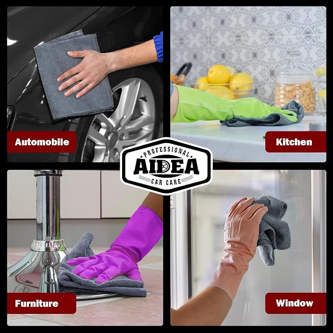 AIDEA Microfiber Cleaning Cloth Grey 20PK, Micro Fiber Cloth - Image 5