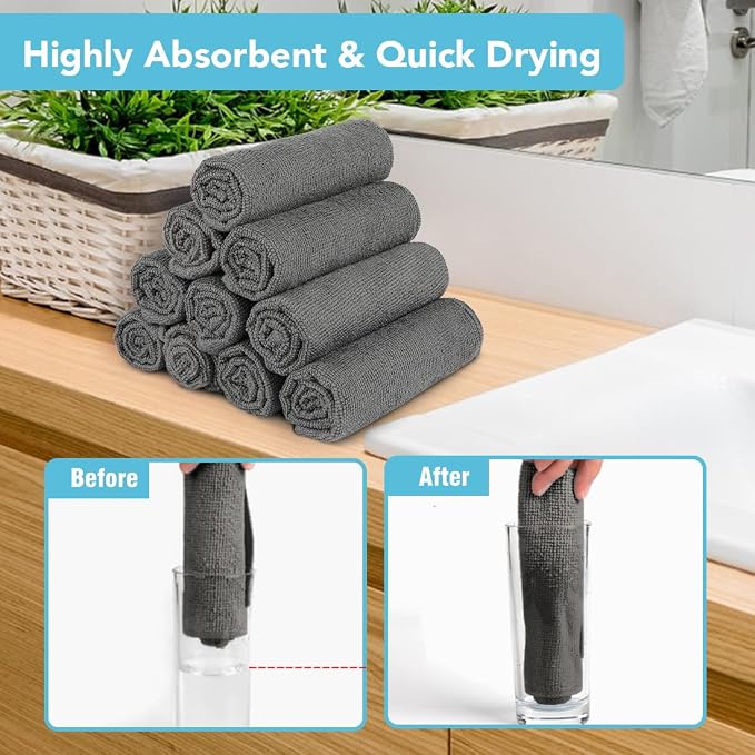 Orighty Washcloths, 20 Pack Microfiber Face Towels, Highly Absorbent and Soft - Image 3
