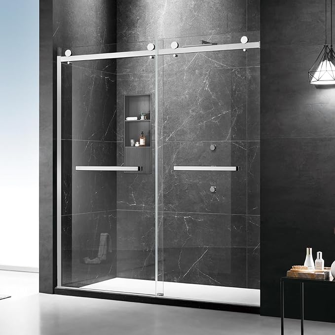 Milano Double Sliding Shower Door, 56-60" W x 74" H Framed Shower Door 5/16" by MoSweetShowerDoor