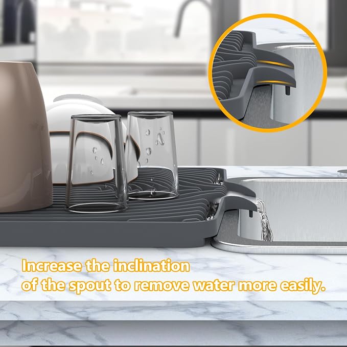 Silicone Drying Mat for Kitchen Counter, Dish Drying Rack Matt - Image 3
