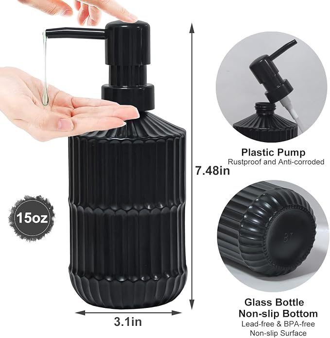 Black Glass Soap Dispenser - Image 2