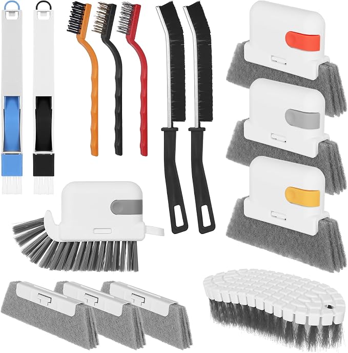15 Pcs Window Groove Cleaning Brush Tool, Door Window Track Cleaner Groove Gap by MAKIOTEKO