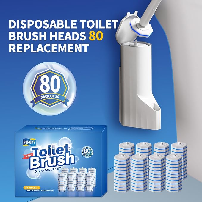 80Pcs Toilet Wand Refills for Disposable Toilet Bowl Brush Scrubber Cleaner - Image 2
