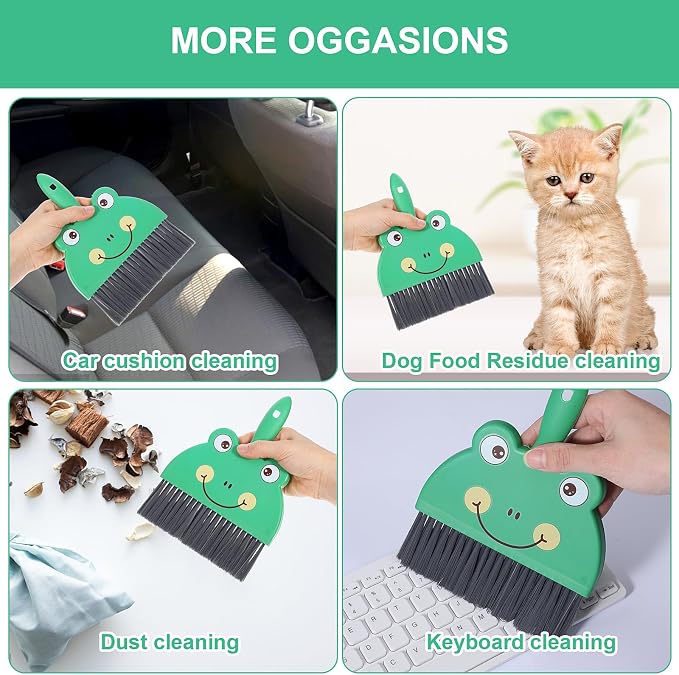 Green Small Dustpan and Brush Set Cute Mini Hand Broom and Dustpan Set Portable - Image 7