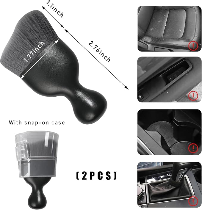 2PCS Car Interior Dust Brush, Soft Scratch Free Auto Detailing Brushes - Image 2