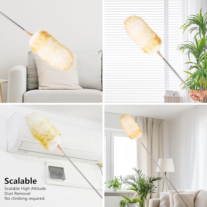 Lambswool Extendable Duster, 32-98 Inch Anti-Static Flexible Head Stainless - Image 5