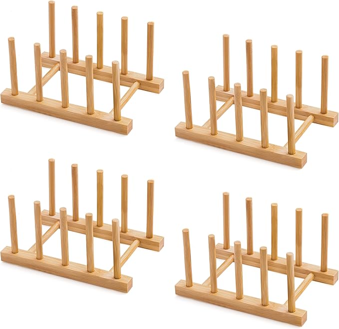 Bamboo Dish Drying Rack for Kitchen Counter and Cabinet, by Oyydecor