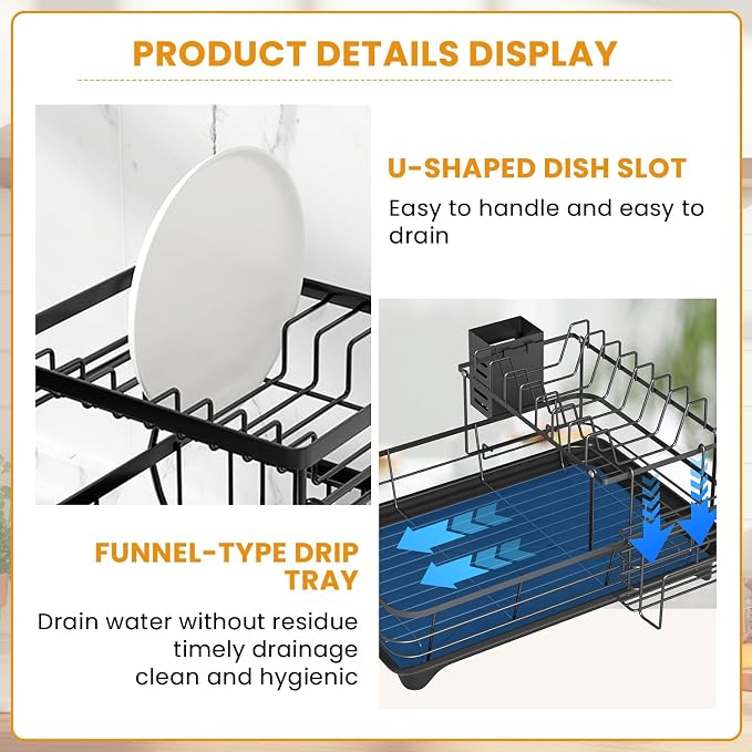 Dish Drying Rack, 2-Tier Rustproof Steel Kitchen Organizer - Image 4