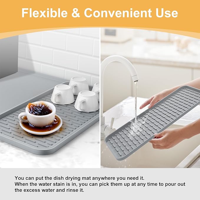 Silicone Coffee Mat, Fits Under Coffee Maker, Espresso Machine, Dish Rack - Image 4