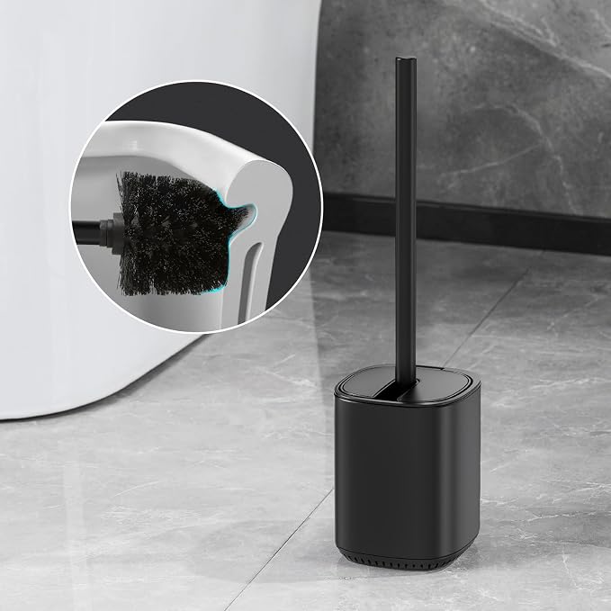 Toilet Brush and Holder Set Toilet Bowl Brush Stainless Steel Automatic Open - Image 8
