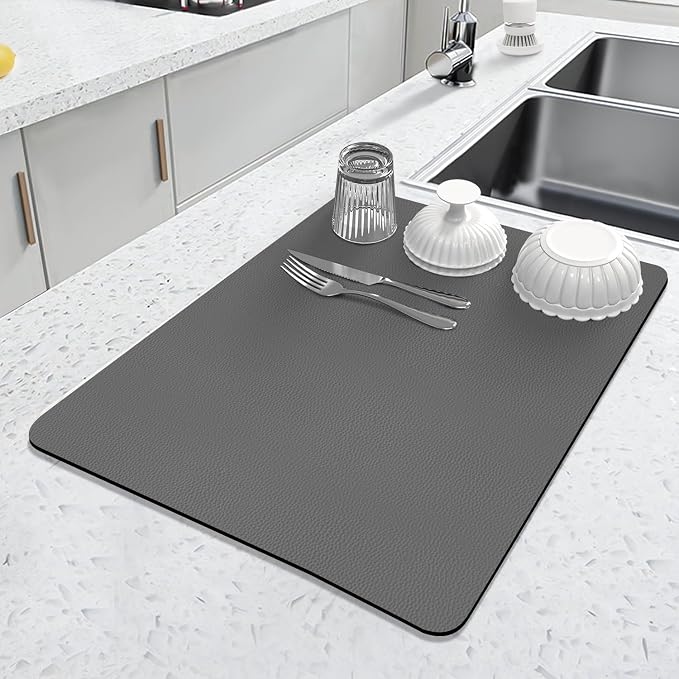 LOPNUR Kitchen Dish Drying Mat, Super Absorbent Dish Drying Pad, Diatomite by LOPNUR