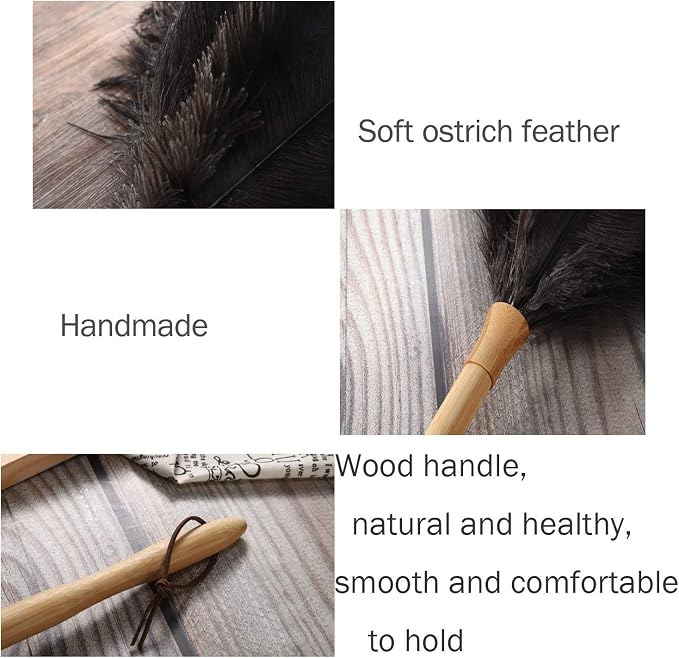 Feather Duster, Ostrich Feather Duster Ddzmz Fluffy Natural Genuine Ostrich - Image 5