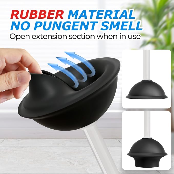 2 in 1 Toilet Plunger and Brush Set, Extended Handle Plunger, Toilet Bowl Brush - Image 4