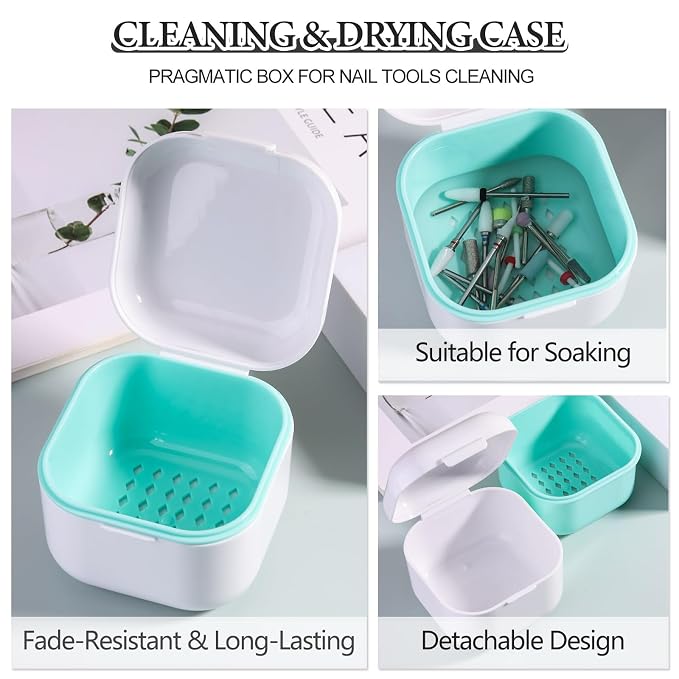 1Pc Plastic Nail Tool Sterilizer Box Nail Drill Bits Cleaning Box Polishing - Image 3