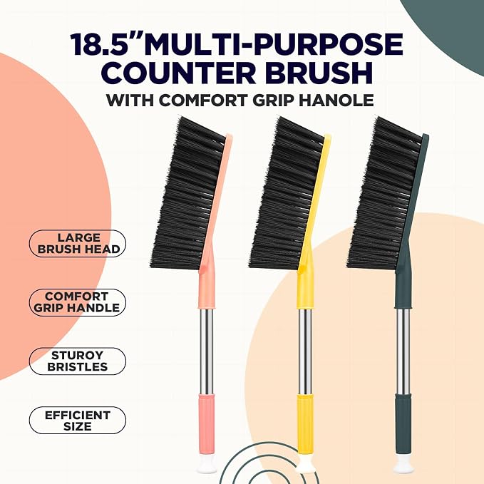 6 Pcs 17'' Hand Broom Brush Dust Brushes Soft Bristle Cleaning Brushes Handheld - Image 7