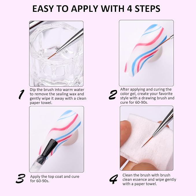 Makartt Nail Art Brushes Set: 5pcs Liner Brushes 7/9/11/15/25mm Thin Nail Art - Image 8