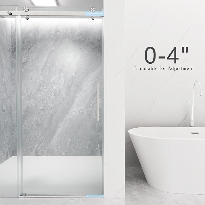 Frameless Sliding Shower Door 56-60" W x 72" H, 5/16" Heavy Duty Tempered Glass - Image 6
