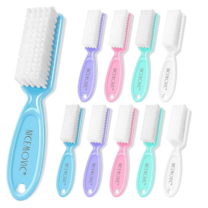 NICEMOVIC 10 Pcs Nail Brush for Cleaning Fingernails, Handle Grip Nail Scrubber by NICEMOVIC