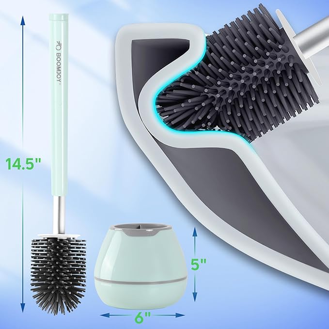 BOOMJOY Toilet Brush and Holder Set, Silicone Toilet Bowl Cleaner Brush - Image 6