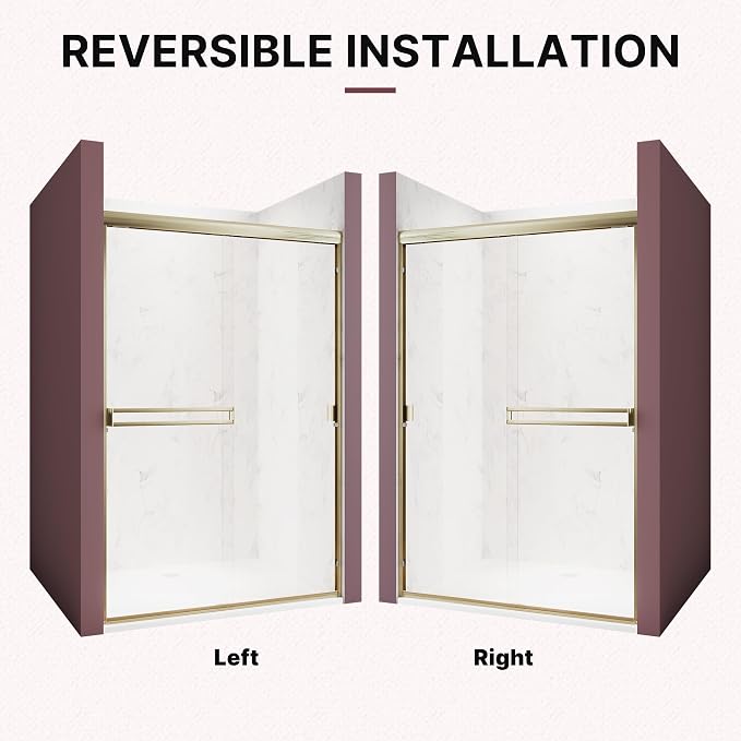 Shower Door 50-54 in. W x 72 in. H, UCALAFEE Semi-Frameless Double Sliding - Image 5