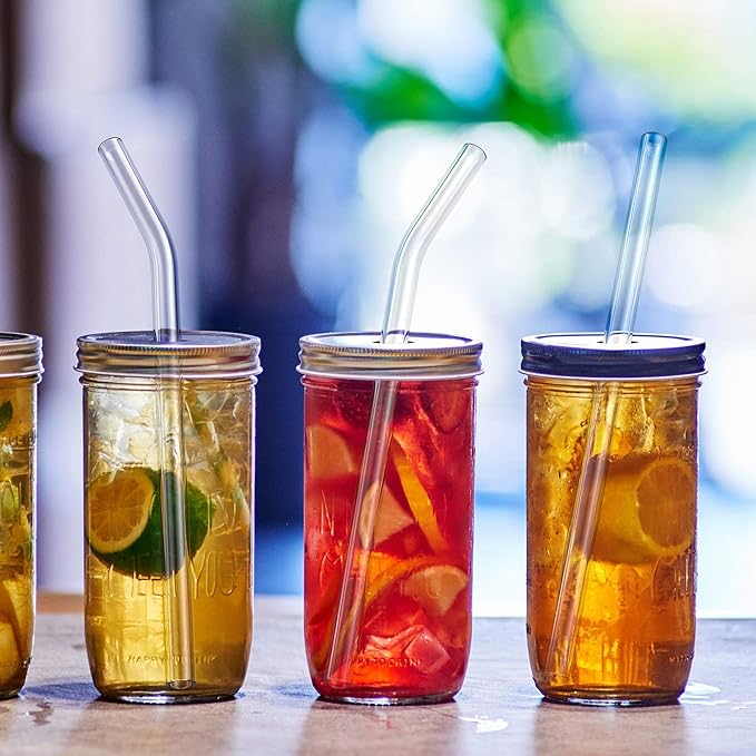 10-Pack Reusable Glass Straw, Size 8.5''x10 MM, Including 5 Straight and 5 Bent - Image 6