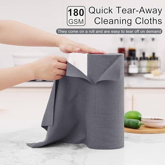 Homaxy Tear Away Dish Cloths Rolls, 40 Sheets-11.8" X 11.8", Reusable Washable - Image 2